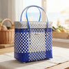Blue‑White Lid‑Top Basket – Nautical Weave Storage with Lid
