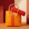 Yellow‑Red Lid‑Top Basket – Vibrant Handwoven Storage