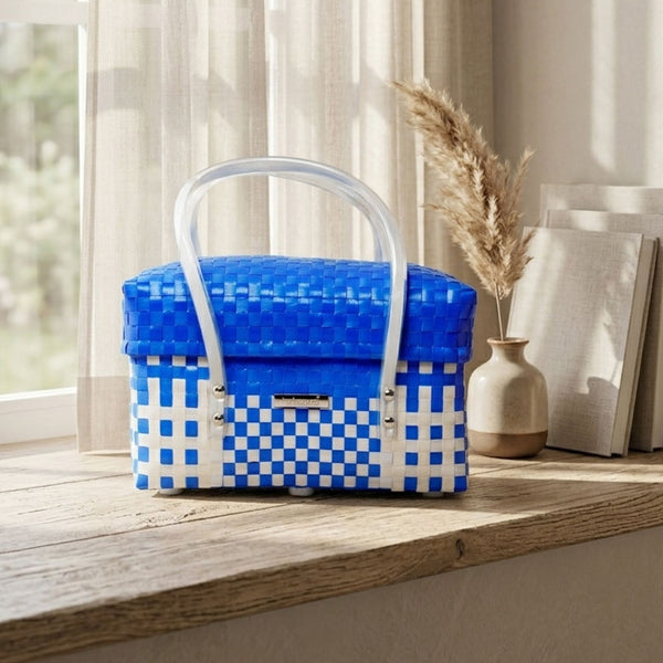 Trendy Picnic Half Basket with Lid – Chic Outdoor Tote