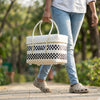 Black & White Half Basket with Lid – Monochrome Modern Tote