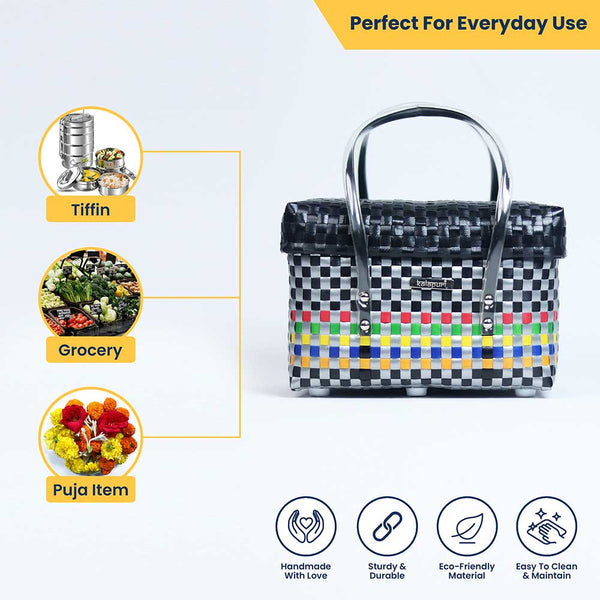 Half Basket with Lid – Nautical Compact Tote