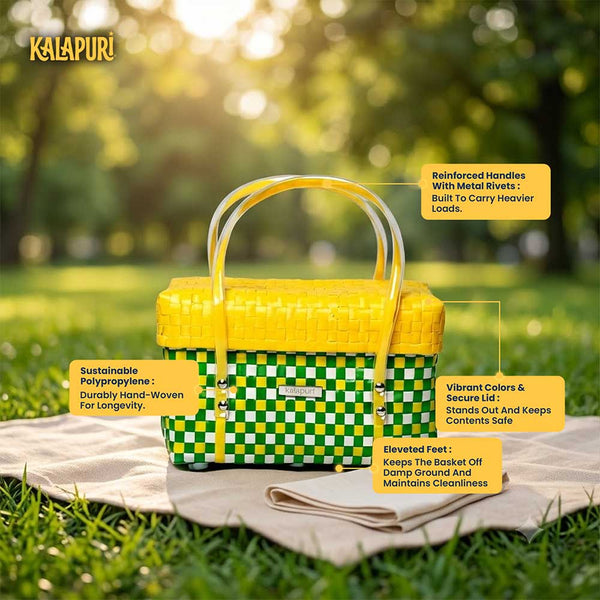 Shopping Half Basket with Lid – Vibrant Reusable Carrier