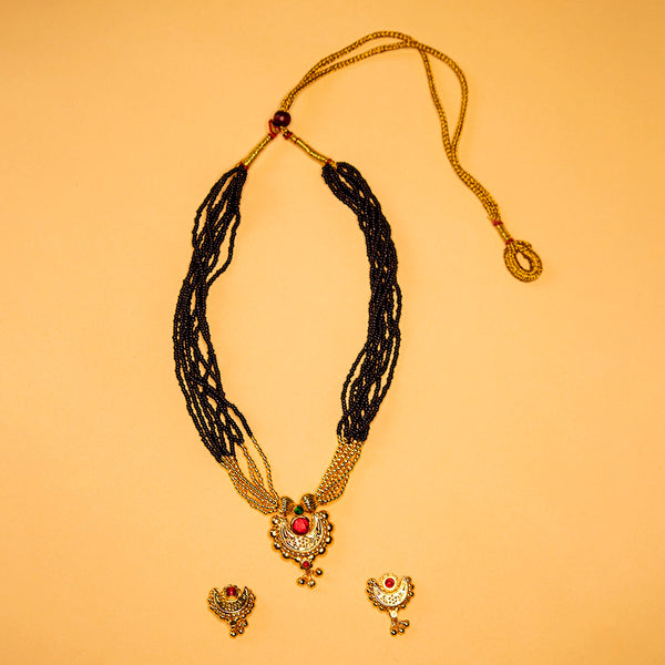 Multi-Layer Modern Chand Mangalsutra With Earing