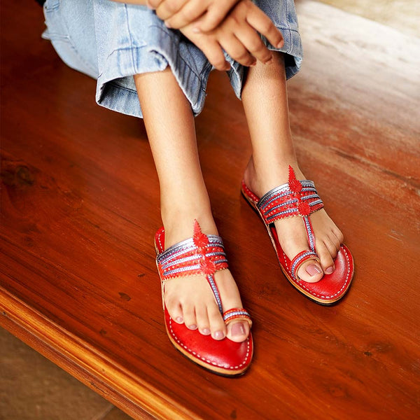 Tiny Toes Kolhapuri handmade leather kids sandal