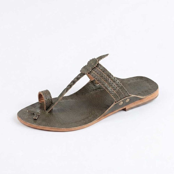 Kids Grey Classic Kolhapuri Chappal