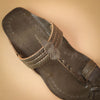 Kids dark brown Kolhapuri chappal with traditional leather detailing and toe loop