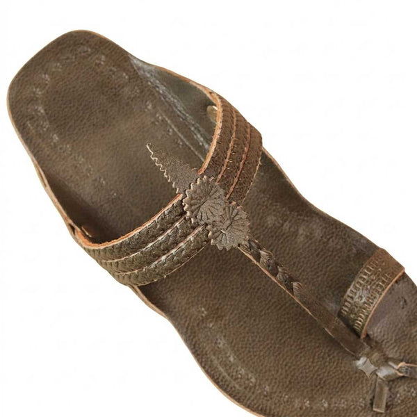 Kids Grey Classic Kolhapuri Chappal
