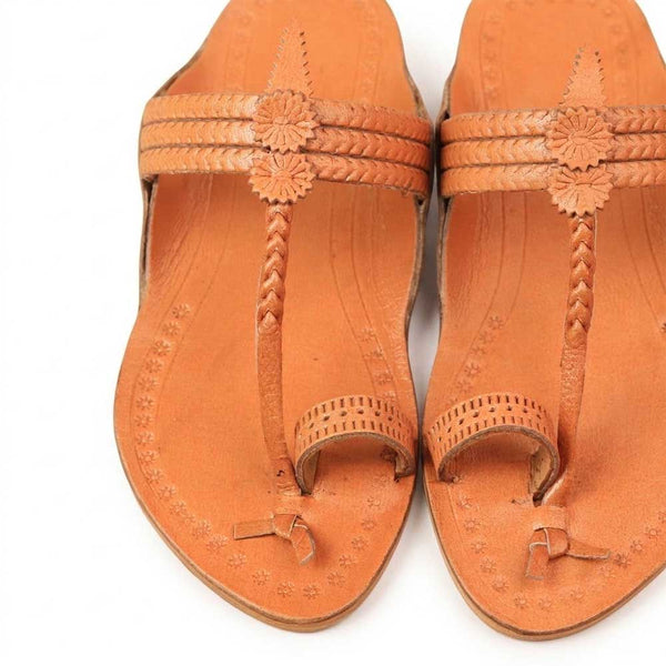 Kids Yellow Leather Kolhapuri Chappal