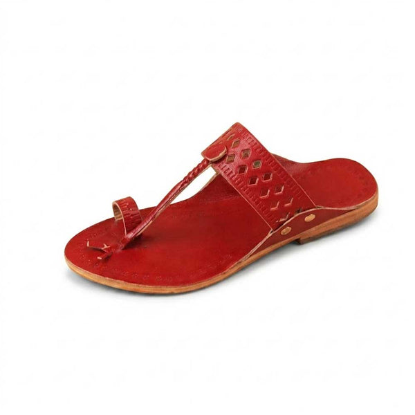 Kids Red Designer Kolhapuri Chappal