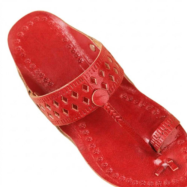 Kids Red Designer Kolhapuri Chappal