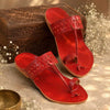 Kids Red Designer Kolhapuri Chappal
