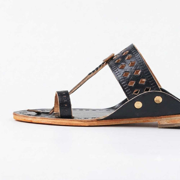 Kids Black Designer Kolhapuri Chappal