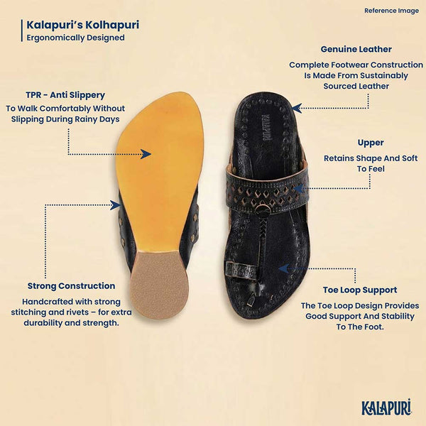 Kids Black Designer Kolhapuri Chappal