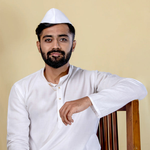 White Classic Gandhi Topi – Traditional Ethnic Staple