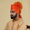 Orange Polyester Pheta Fabric – Bold Festive Turban Textile