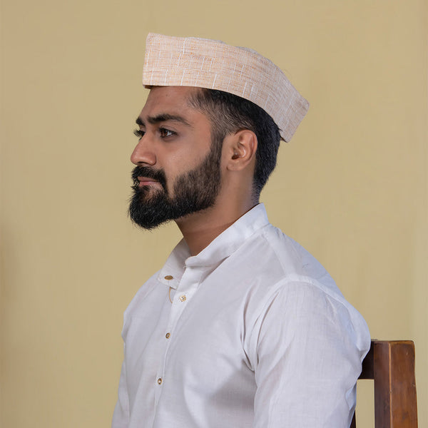 Beige Classic Gandhi Topi – Subtle Heritage Headwear