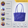 Kalapuri handmade royal blue Koodai tote bag, angled view showing woven texture