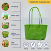 Kalapuri handmade parrot green Koodai tote bag, angled view showing woven texture