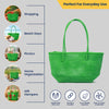 Kalapuri handmade bright green Koodai tote bag, angled view showing woven texture