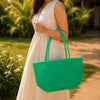 Kalapuri handmade mint green Koodai tote bag, base and structure view