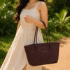 Kalapuri handmade maroon Koodai tote bag, base and structure view
