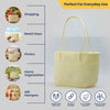 Kalapuri handmade cream Koodai tote bag, angled view showing woven texture
