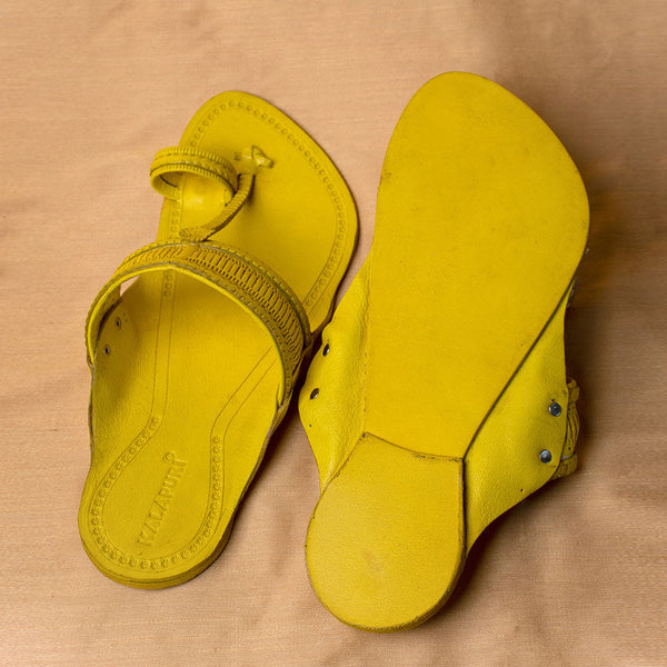 Lemon Yellow Pop – Bold and Bright Kolhapuri for Men