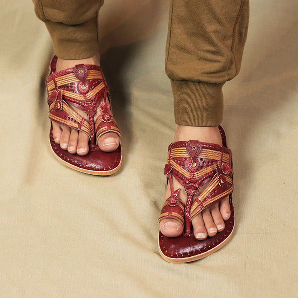 Premium Shahu design men’s Kolhapuri leather chappal handmade