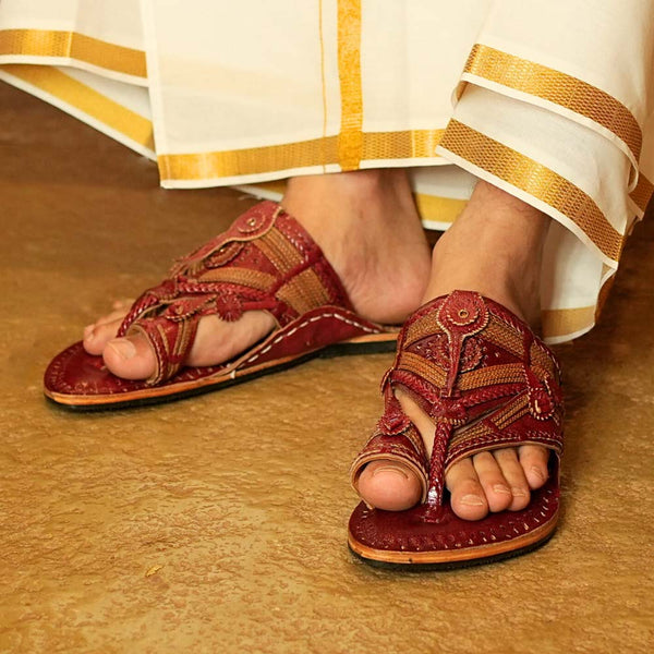 Premium Shahu design men’s Kolhapuri leather chappal handmade
