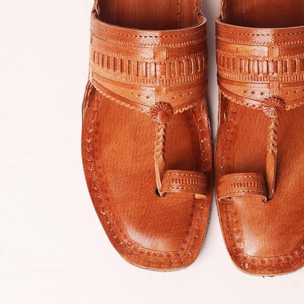 Natural open toe T-strap Kolhapuri sandal handmade for men