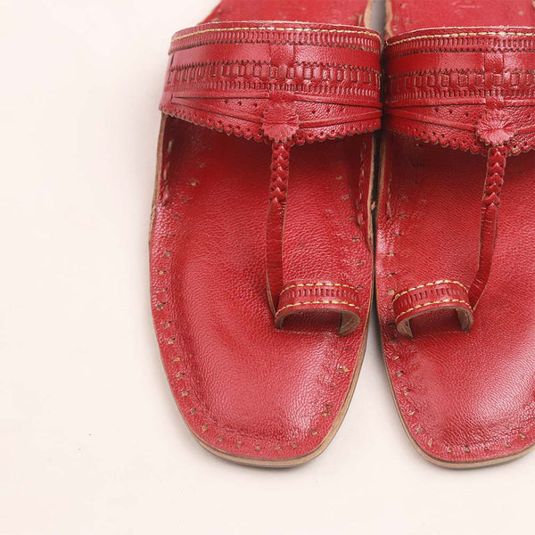 Men's Cherry Red T-Strap Sandals