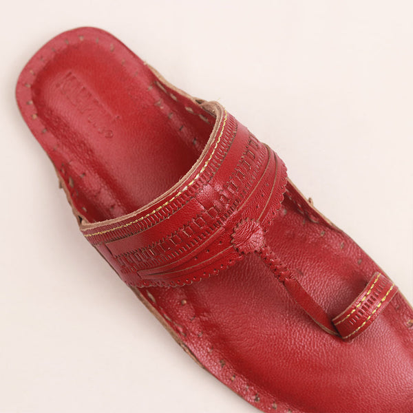 Men's Cherry Red T-Strap Sandals