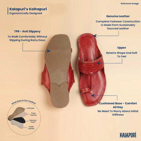 Men's Cherry Red T-Strap Sandals