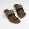 Shilagar Grey Laser-Cut Kolhapuri Flats