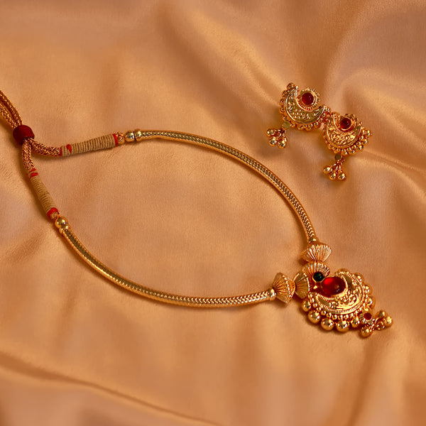 Chand Pipe Thushi Necklace With Earing