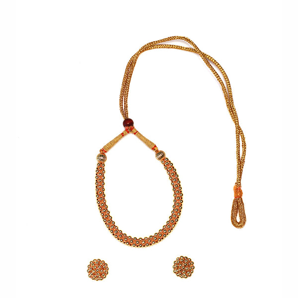 Designer Golden Heritage Thushi Necklace with Regal Charm