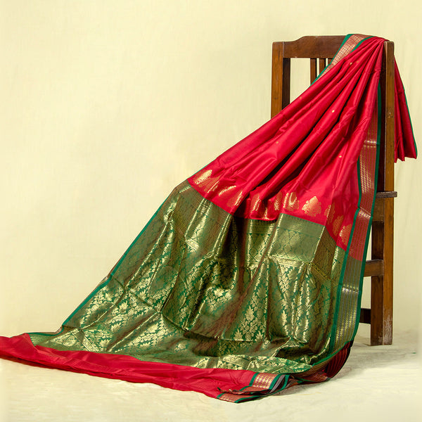 Unstitched Red Nauwari Saree – Premium Festive Fabric