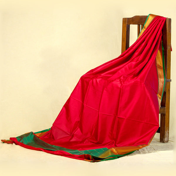 Unstitched Red Nauwari Saree – Bold Festive Unstitched Fabric