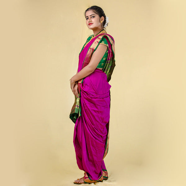 Readymade Pink Nauwari Saree – Pastel Charm Pre-Stitched Saree