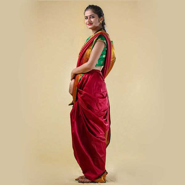 Readymade Maroon Nauvari Saree – Rich Heritage Pre-Stitched Saree