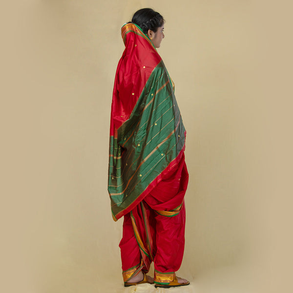 Unstitched Red Nauwari Saree – Bold Festive Unstitched Fabric