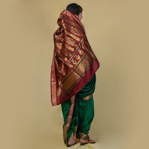 Readymade Green Nauwari Saree by Kalapuri – Festive Ready-Drip Comfort
