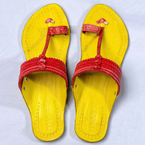Yellow Red Funky – Women’s Colorburst Kolhapuri Chappal