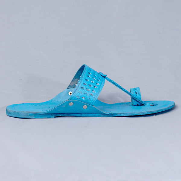 Blue T-Strand Punch – Women’s Colorburst Kolhapuri Chappal