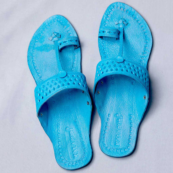 Blue T-Strand Punch – Women’s Colorburst Kolhapuri Chappal