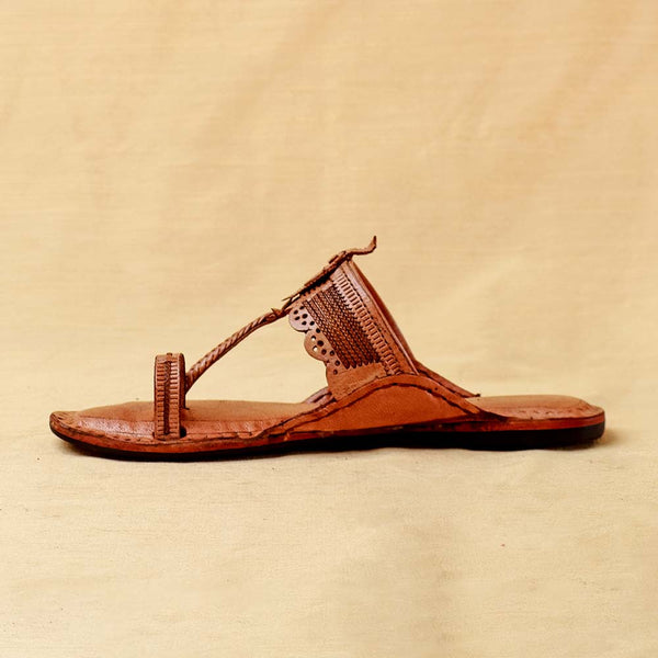 Glimmering Fusion – Women’s Heritage Kolhapuri Chappal with Shine