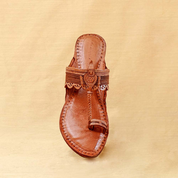 Glimmering Fusion – Women’s Heritage Kolhapuri Chappal with Shine