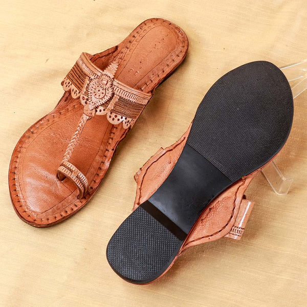 Glimmering Fusion – Women’s Heritage Kolhapuri Chappal with Shine