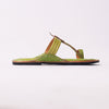 Women’s 3 Veni Wali Kolhapuri green leather chappal handmade