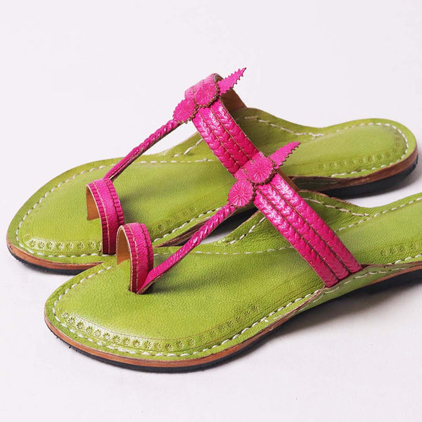Women’s 3 Veni Wali Kolhapuri pink sandal handmade